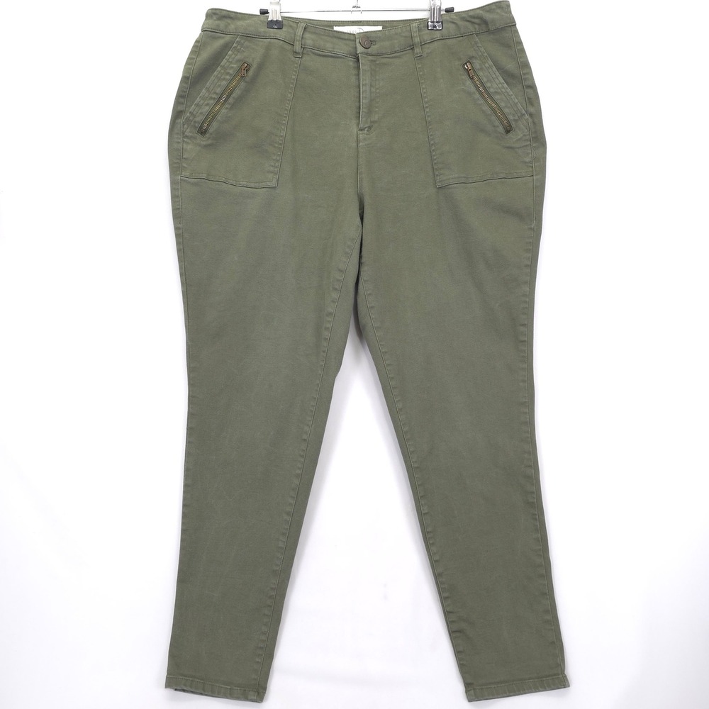 C EST 1946 Denim Olive Green Classic Utility Pants Women 16W Plus Casual Weekend